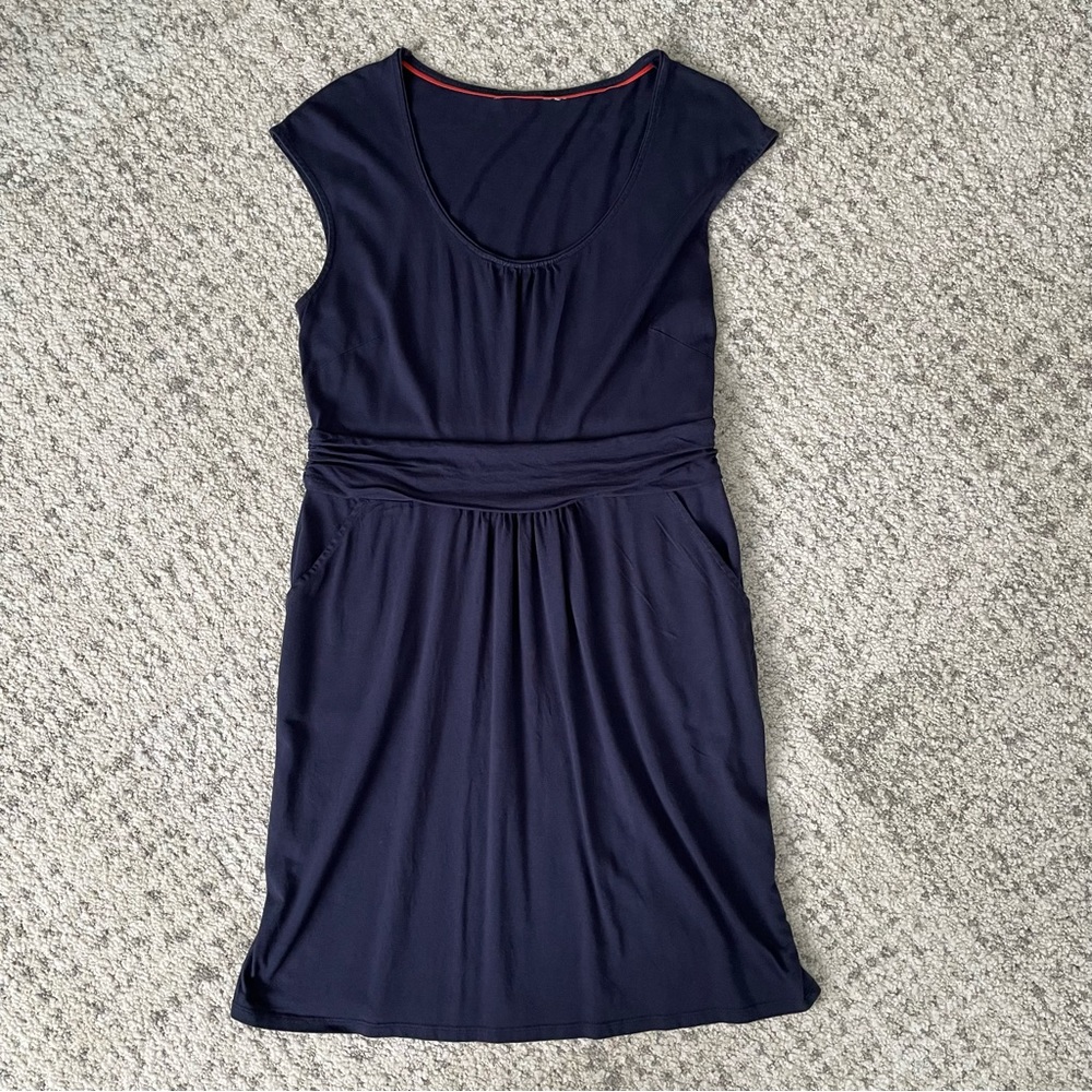 Boden Margot Cotton Modal Jersey Navy Blue Day Dress - Size 12R
